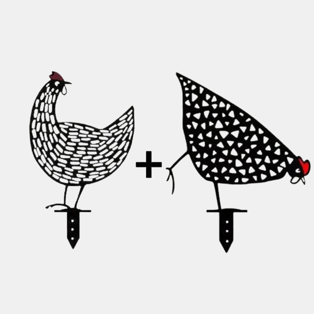 Metal Chicken Family Garden Decoration – Whimsical Charm for Your Yard