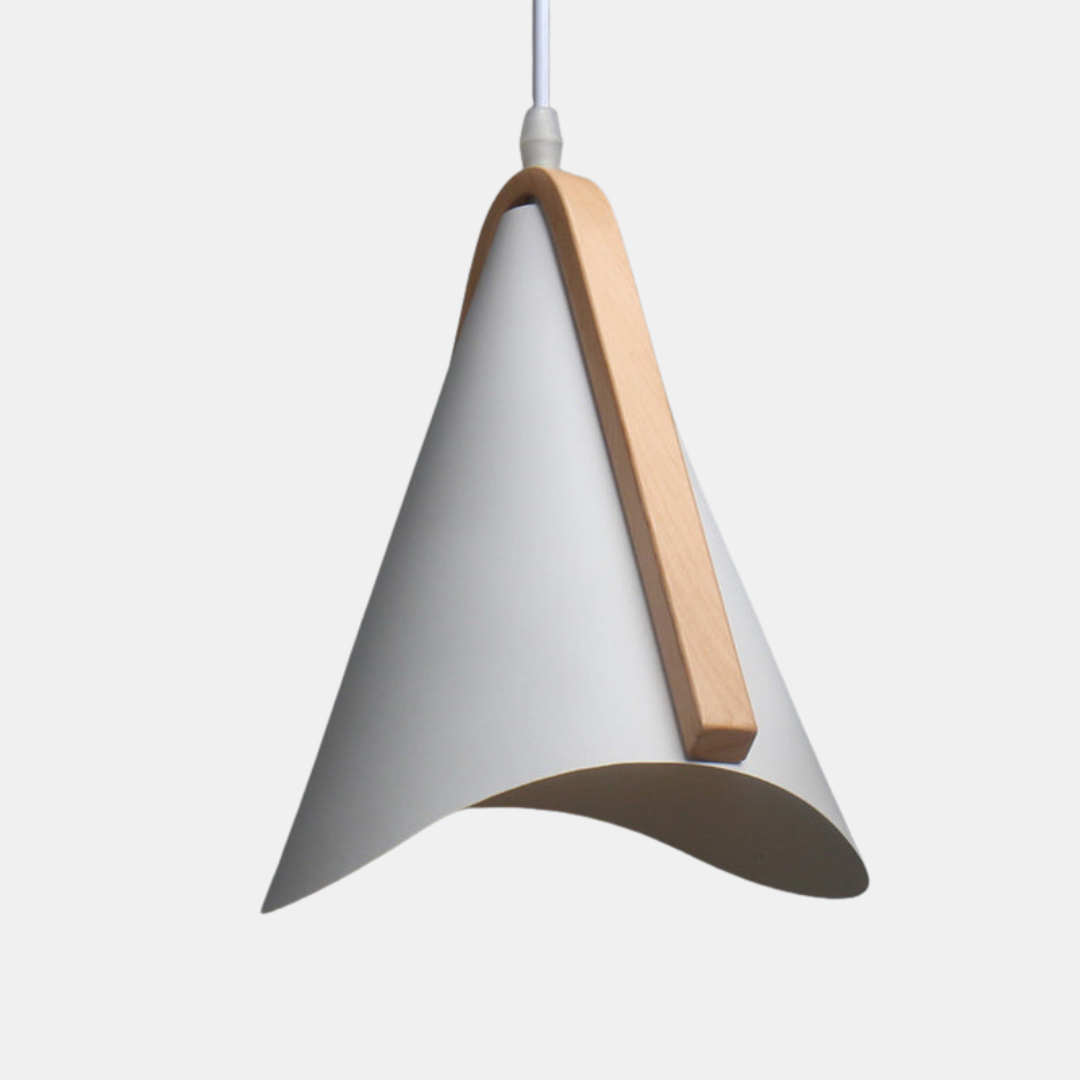 Modern Conic Drop Pendant Light – Stylish White Wood Finish Lighting
