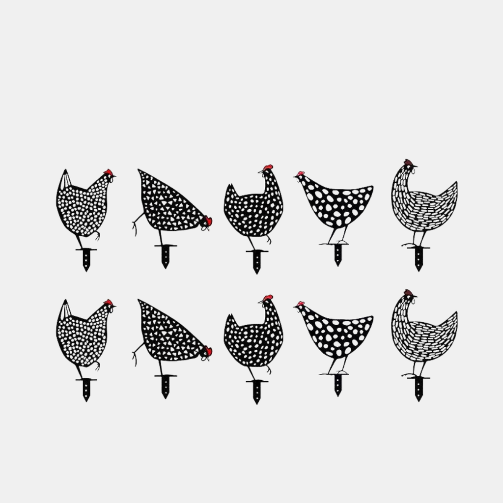 Metal Chicken Family Garden Decoration – Whimsical Charm for Your Yard