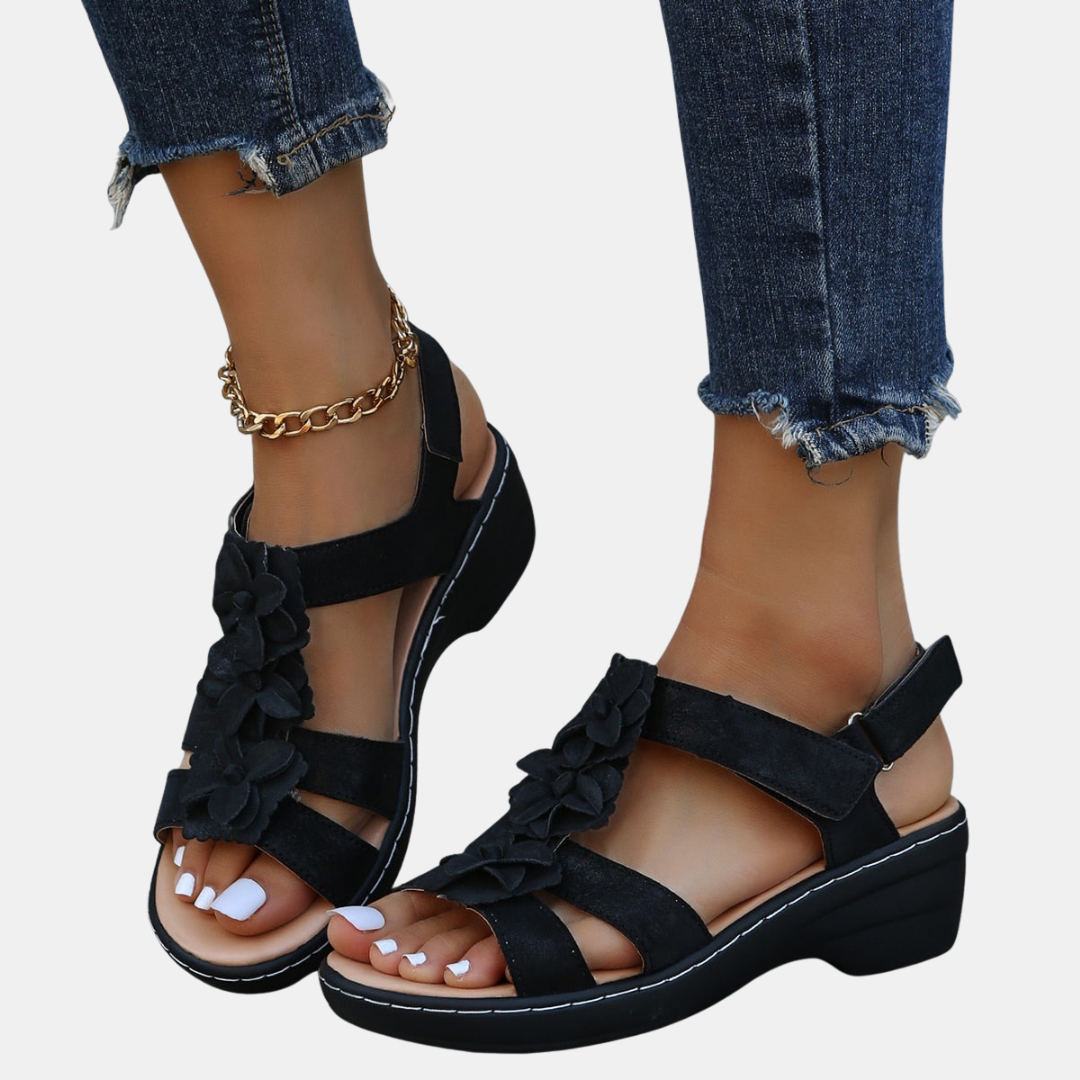 Elegant Women's Orthopedic Sandals – Chic Floral Design for All-Day Comfort