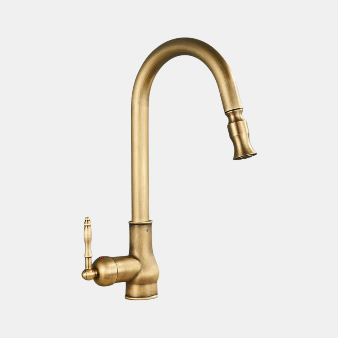 Timeless Antique Brass Kitchen Faucet – Vintage Style with Modern Functionality