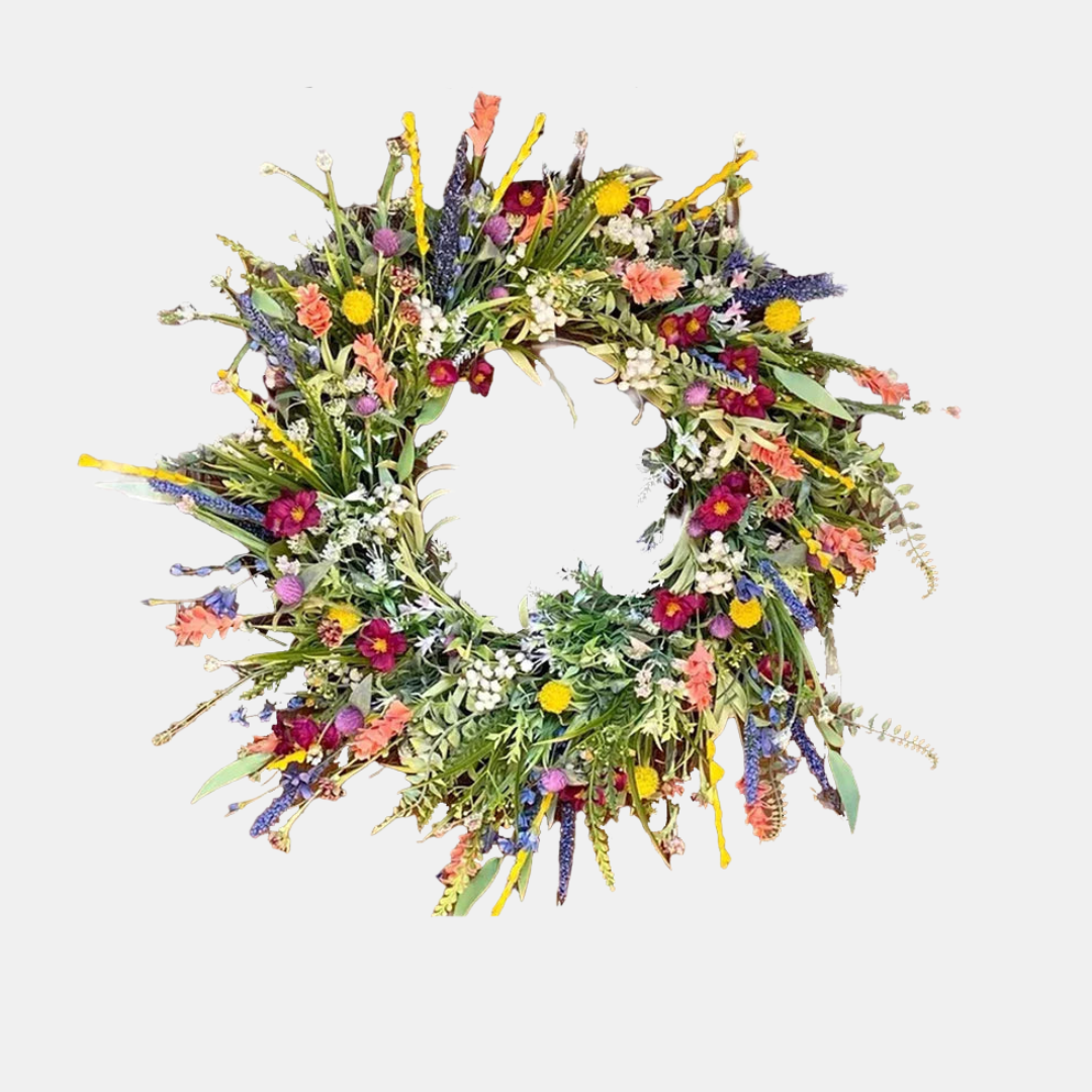 Handmade Living Door Wreath – Vibrant Elegance, Year-Round Charm