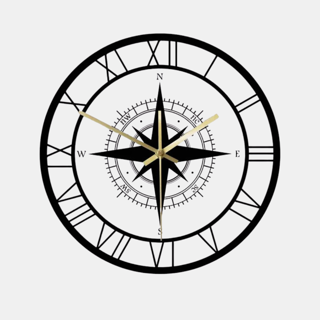 Luxury Nautical Compass Wall Clock – Precision Craftsmanship