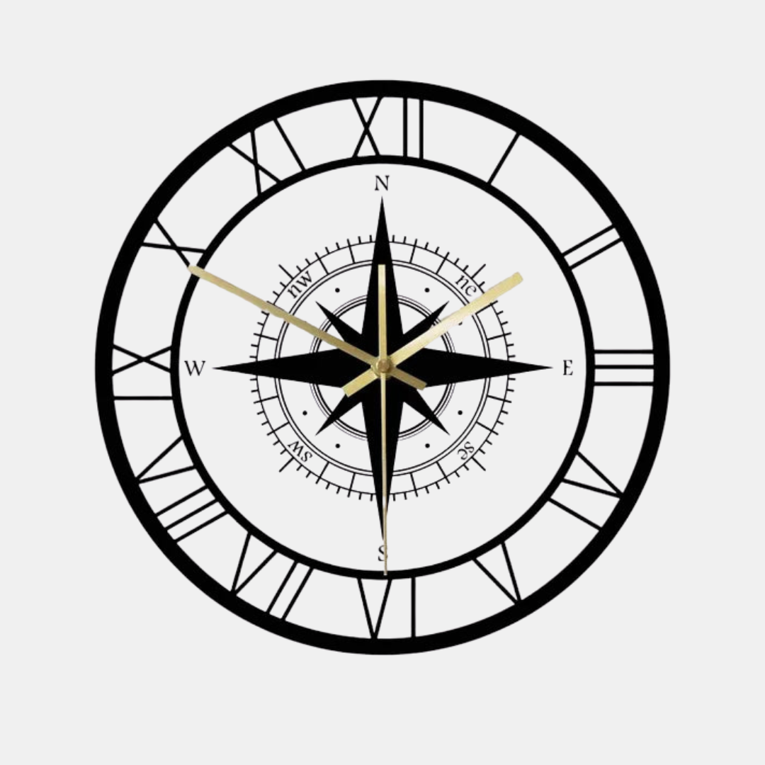Luxury Nautical Compass Wall Clock – Precision Craftsmanship