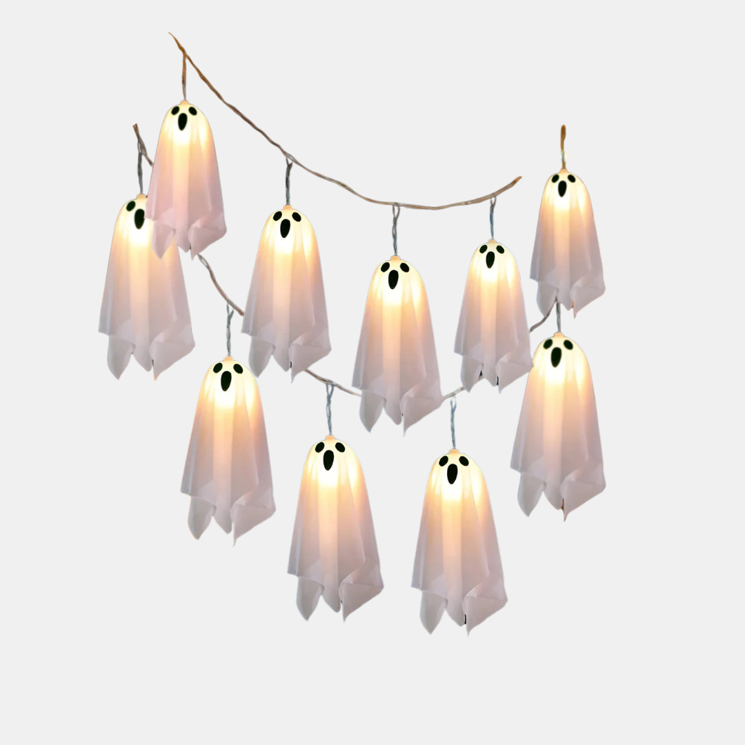 Halloween Ghost String Lights – Waterproof LED Garland for Halloween Decoration
