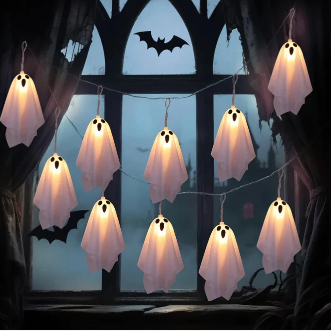 Halloween Ghost String Lights – Waterproof LED Garland for Halloween Decoration