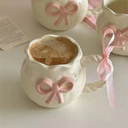 Handmade Coquette Ceramic Cup – Irregular Pink Bow in Ceramic