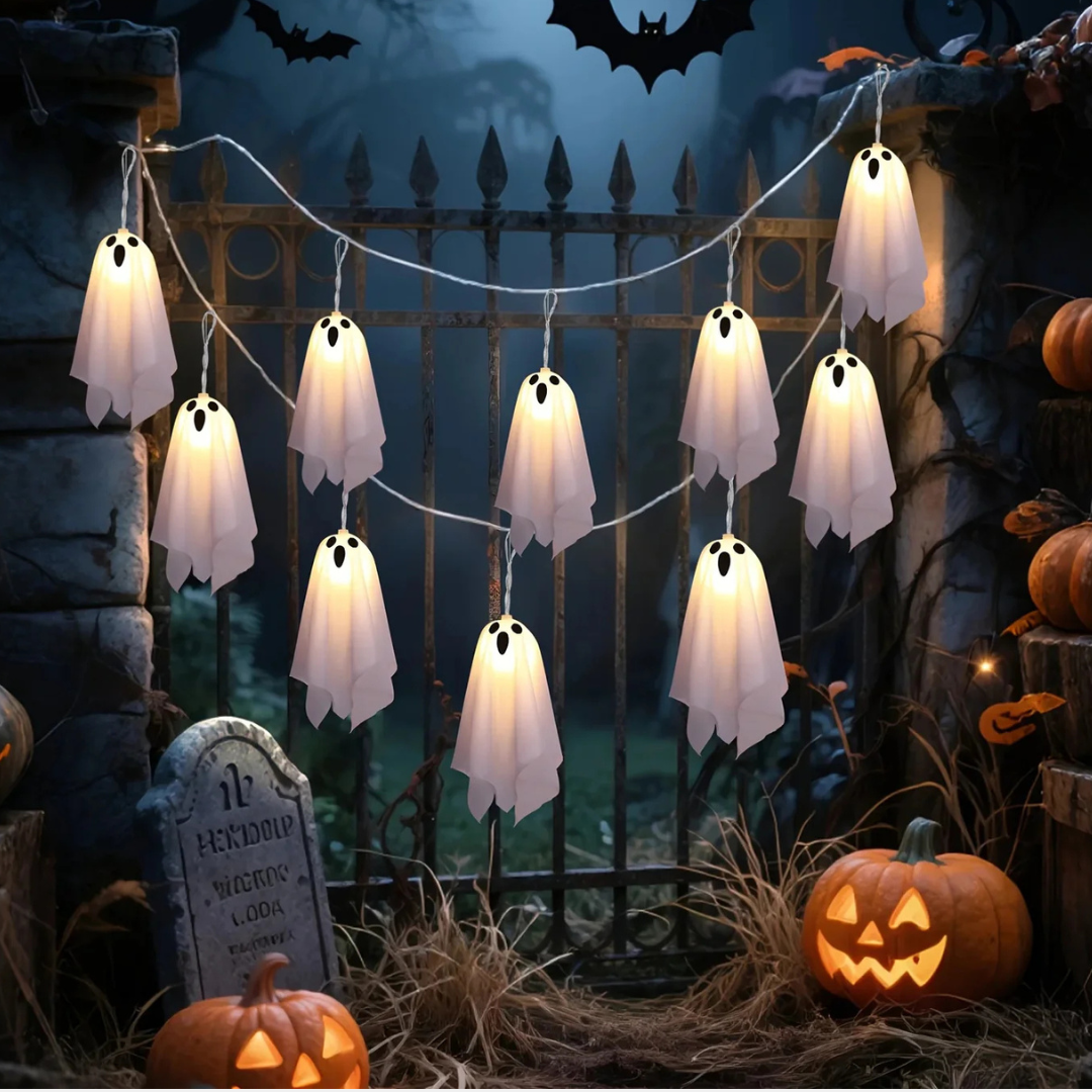Halloween Ghost String Lights – Waterproof LED Garland for Halloween Decoration