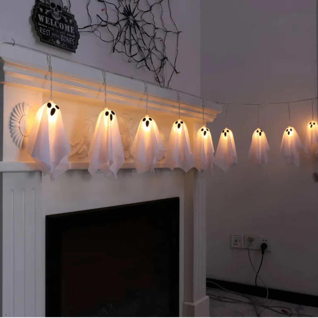 Halloween Ghost String Lights – Waterproof LED Garland for Halloween Decoration