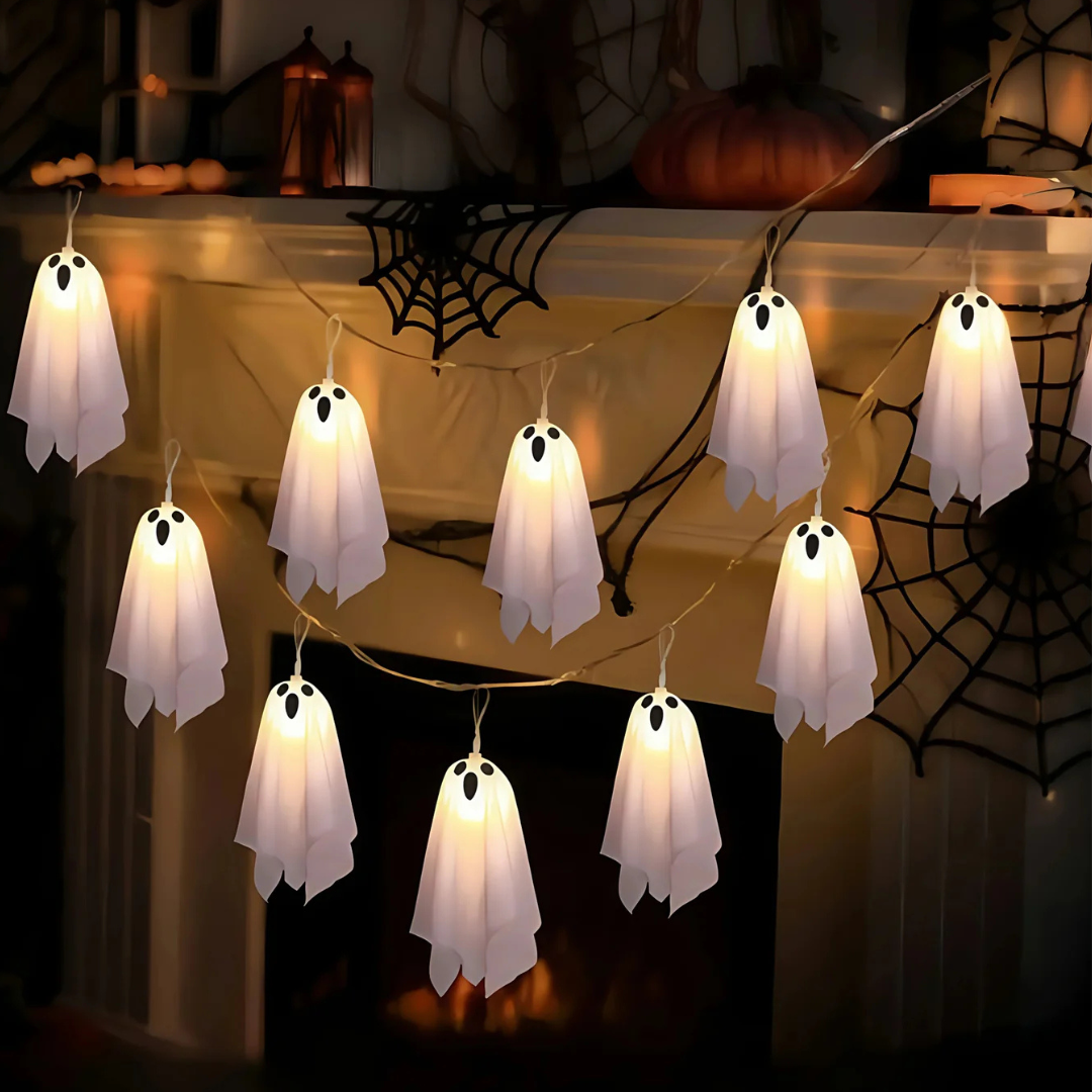 Halloween Ghost String Lights – Waterproof LED Garland for Halloween Decoration