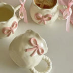 Handmade Coquette Ceramic Cup – Irregular Pink Bow in Ceramic