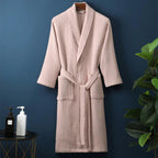 Cotton Waffle Bathrobe with V-Neck – Lightweight Spa Robe for Men and Women 4