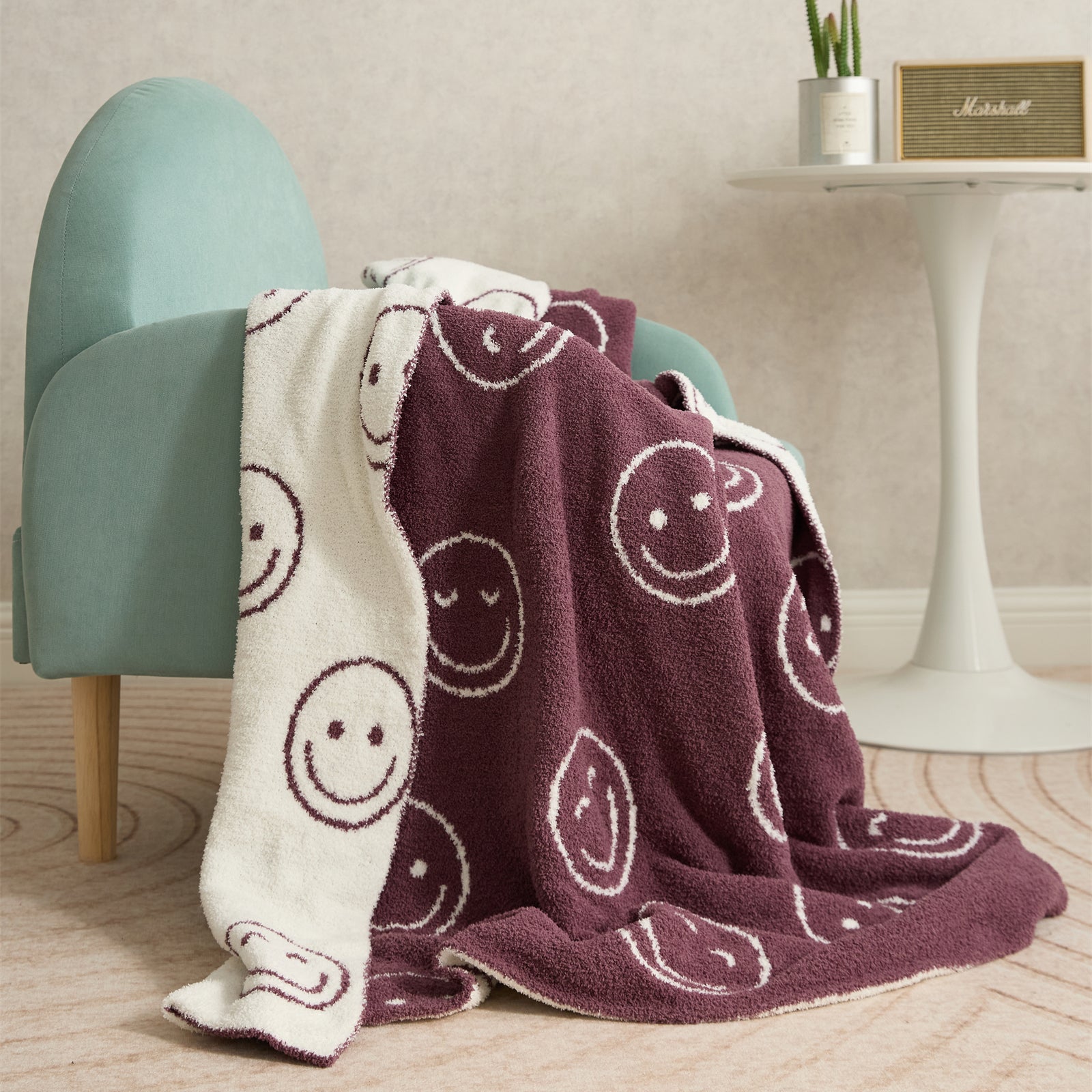 Cozy Smiley Face Throw Blanket