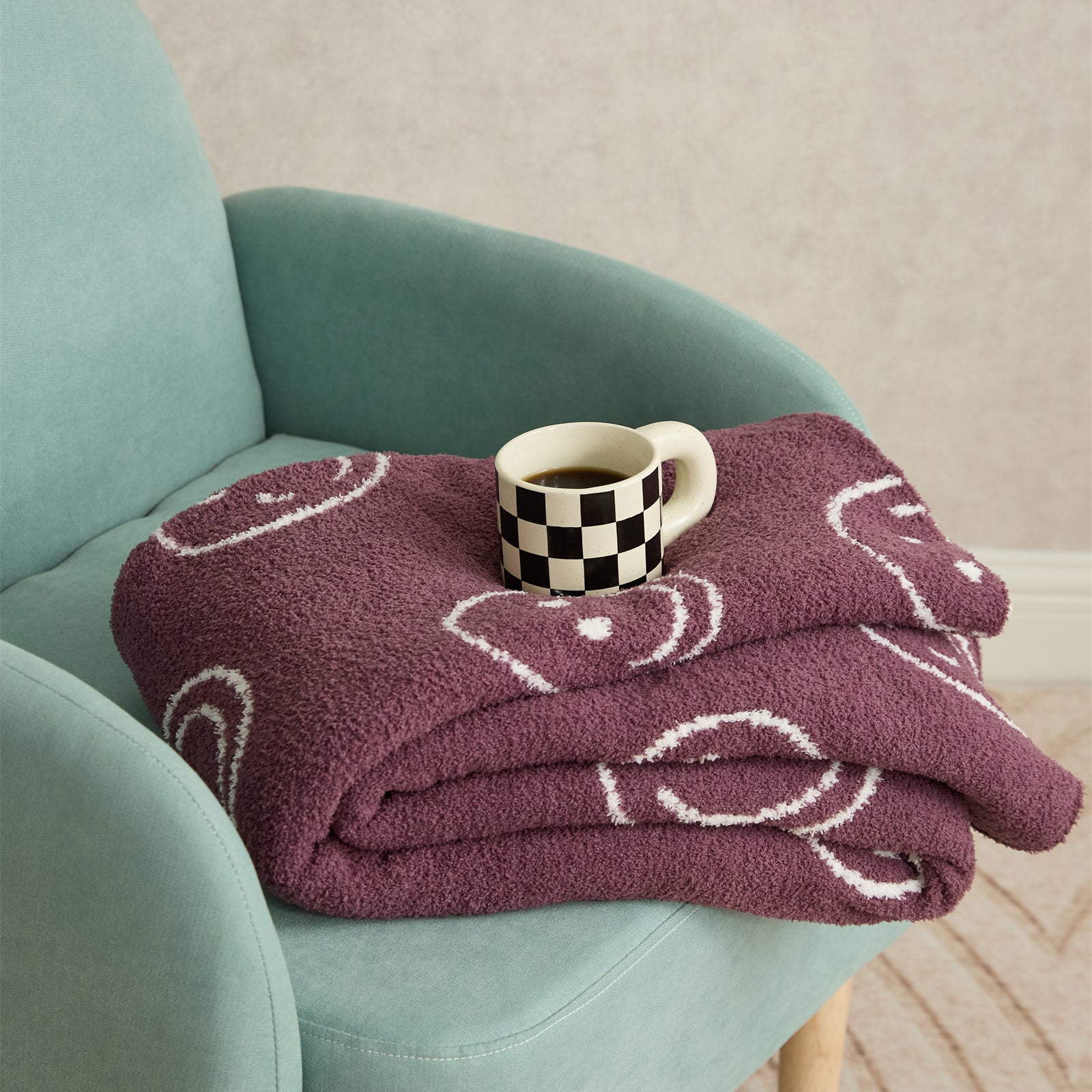 Cozy Smiley Face Throw Blanket