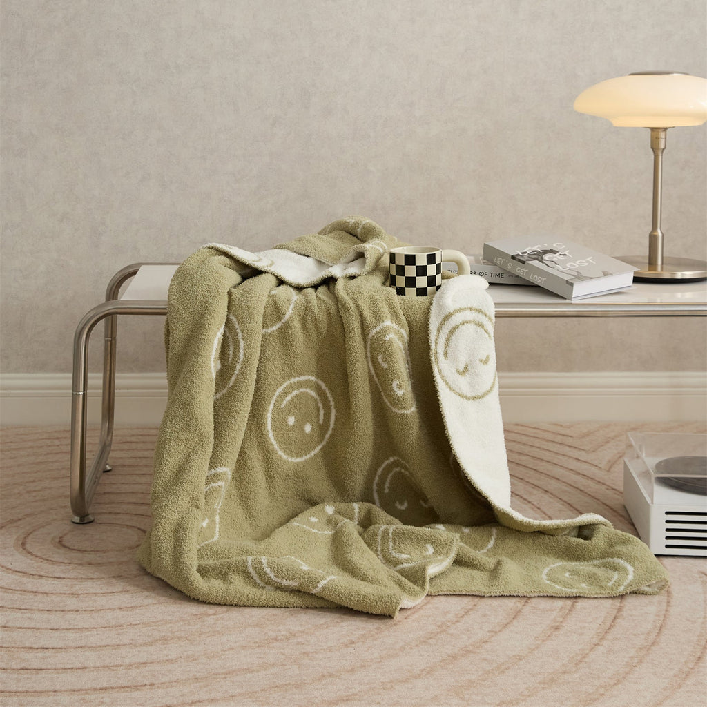 Cozy Smiley Face Throw Blanket