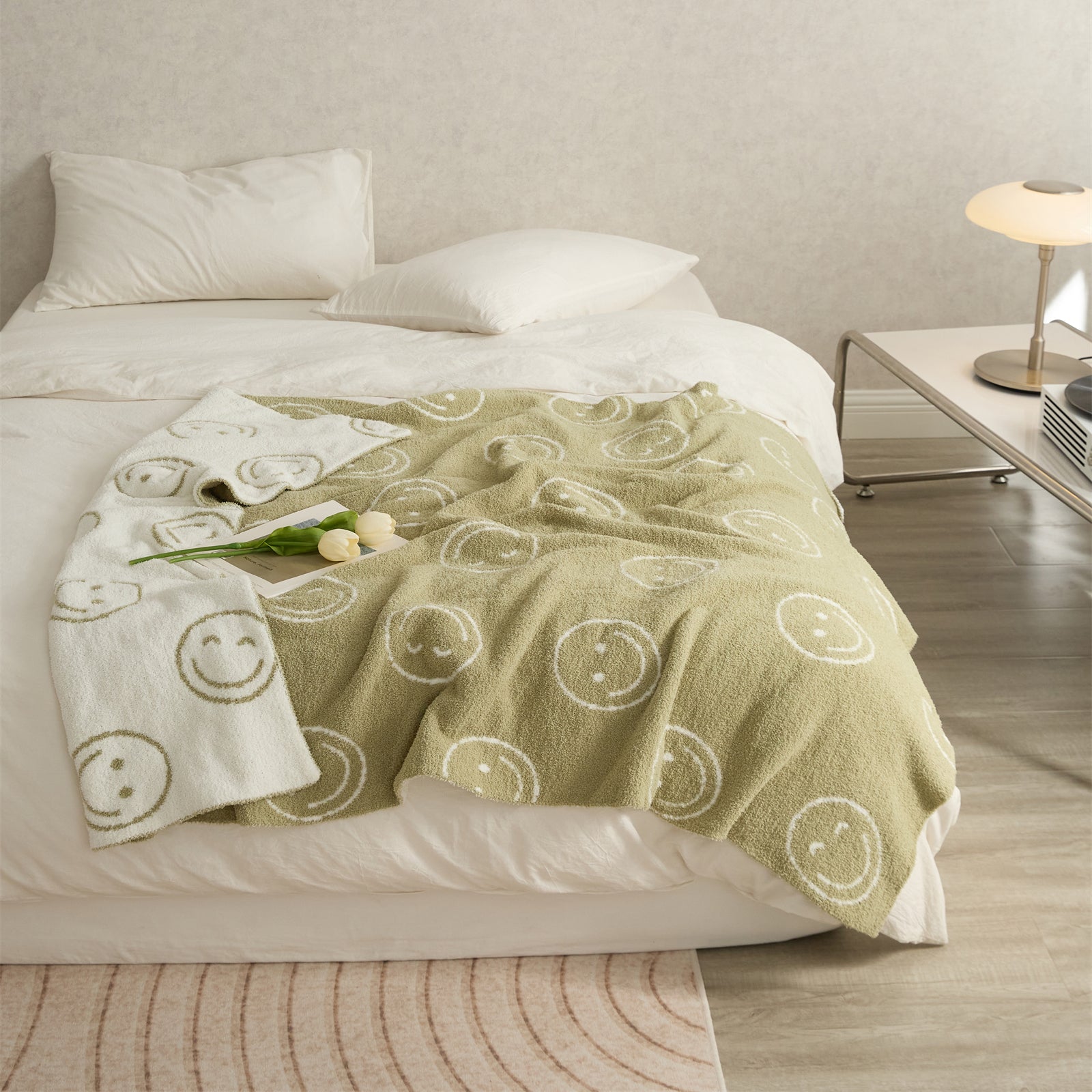 Cozy Smiley Face Throw Blanket