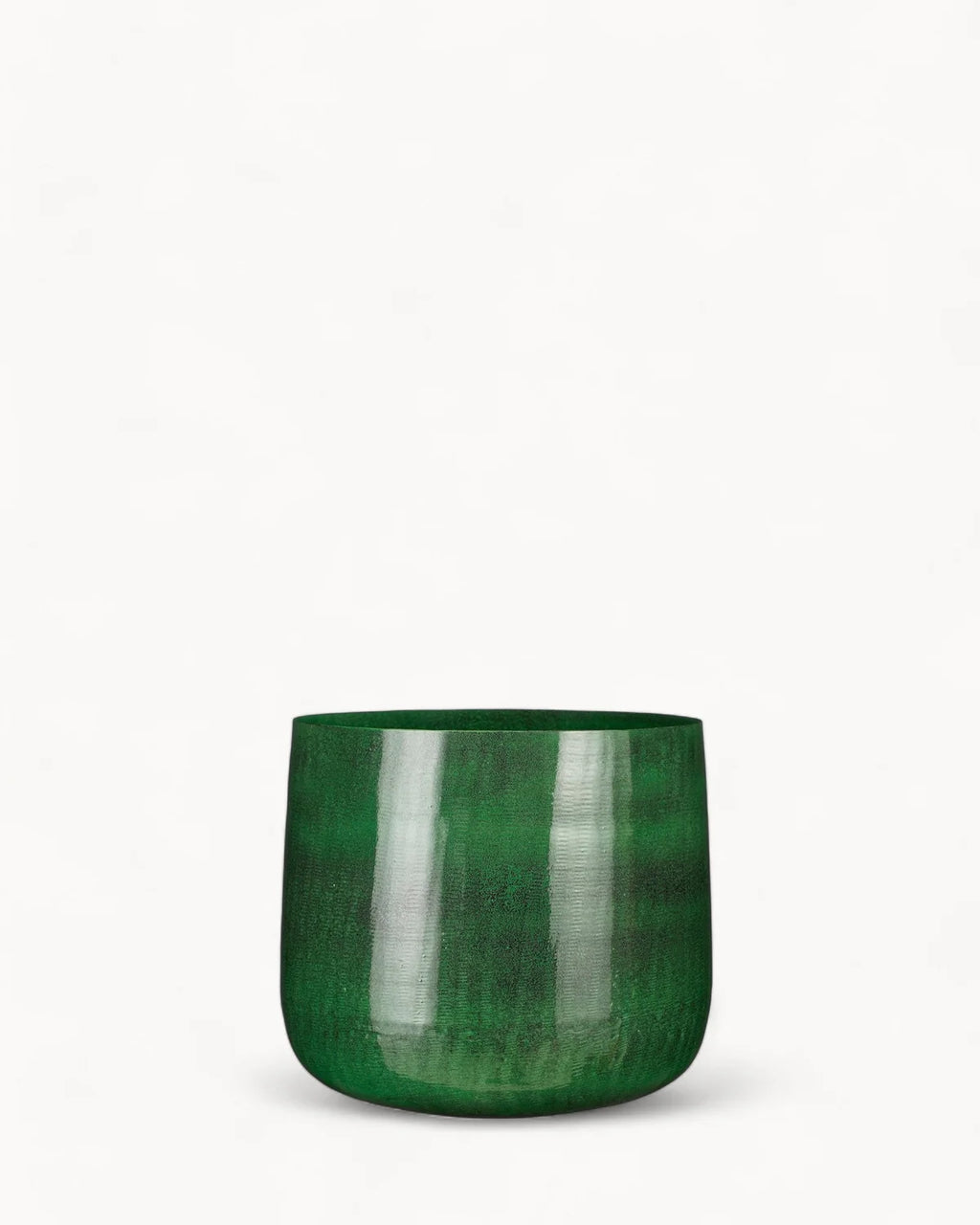 Dark Green Metal Flower Pot – 32 cm Industrial Style Planter