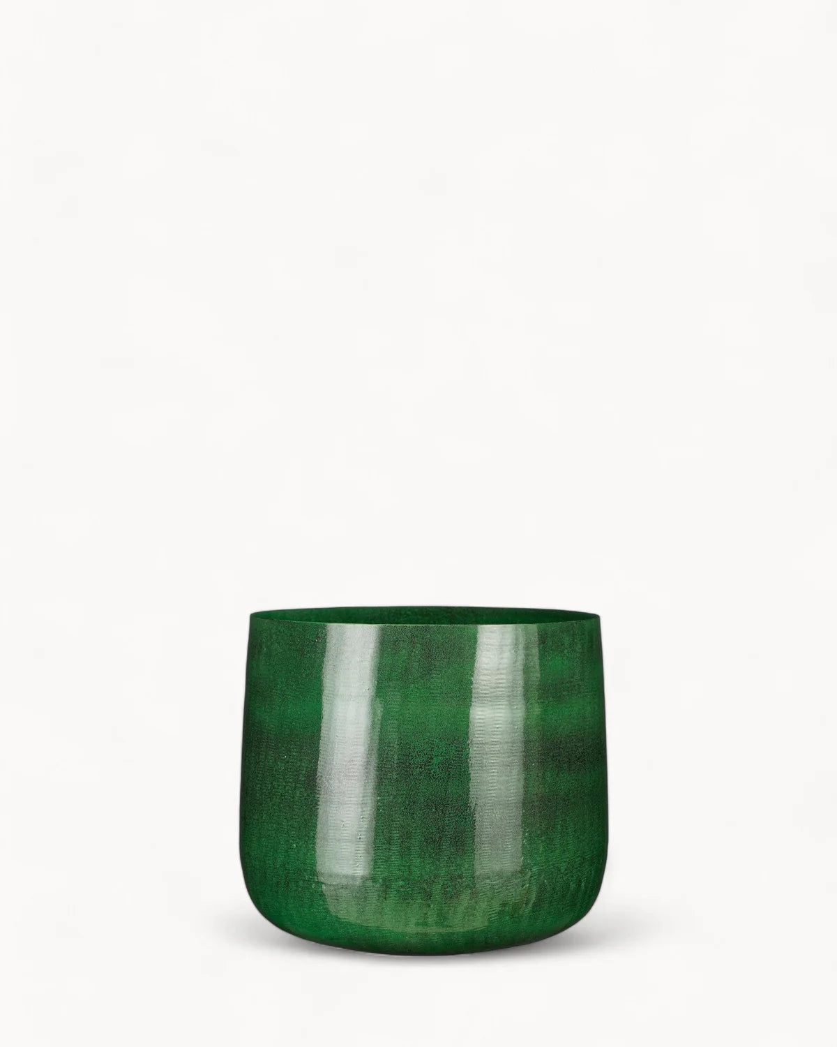 Dark Green Metal Flower Pot – 32 cm Industrial Style Planter