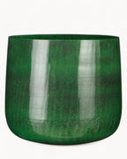 Dark Green Metal Flower Pot – 32 cm Industrial Style Planter
