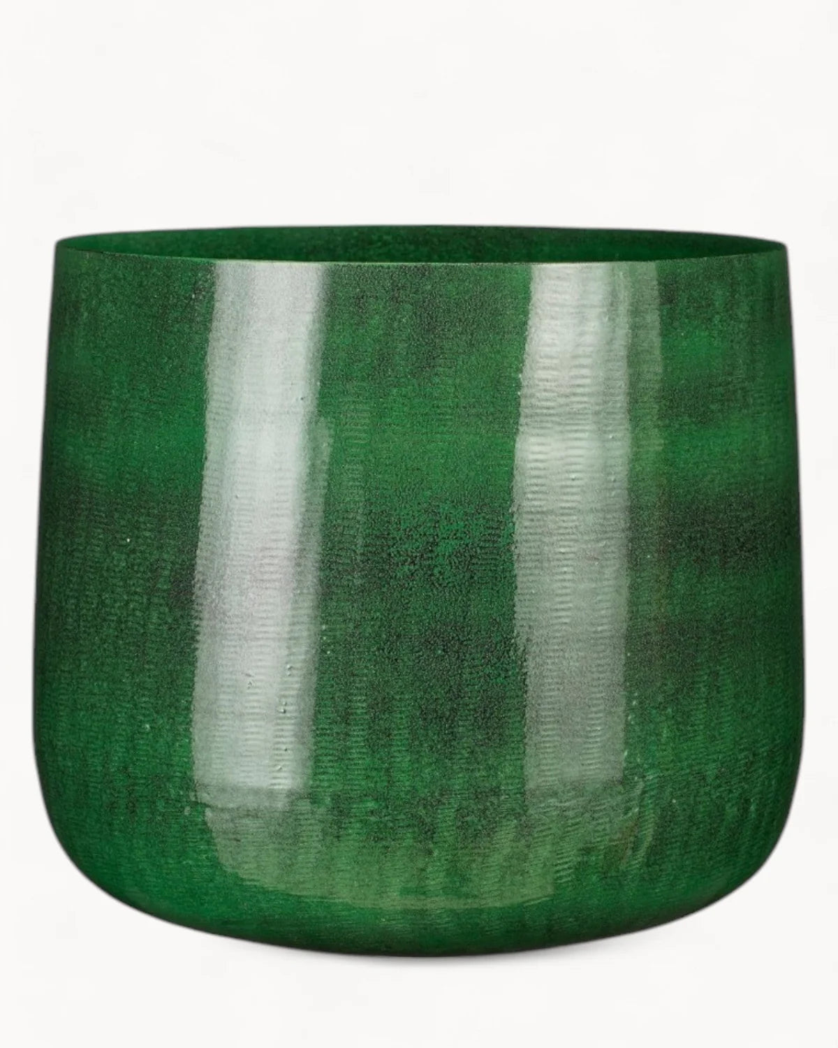 Dark Green Metal Flower Pot – 32 cm Industrial Style Planter