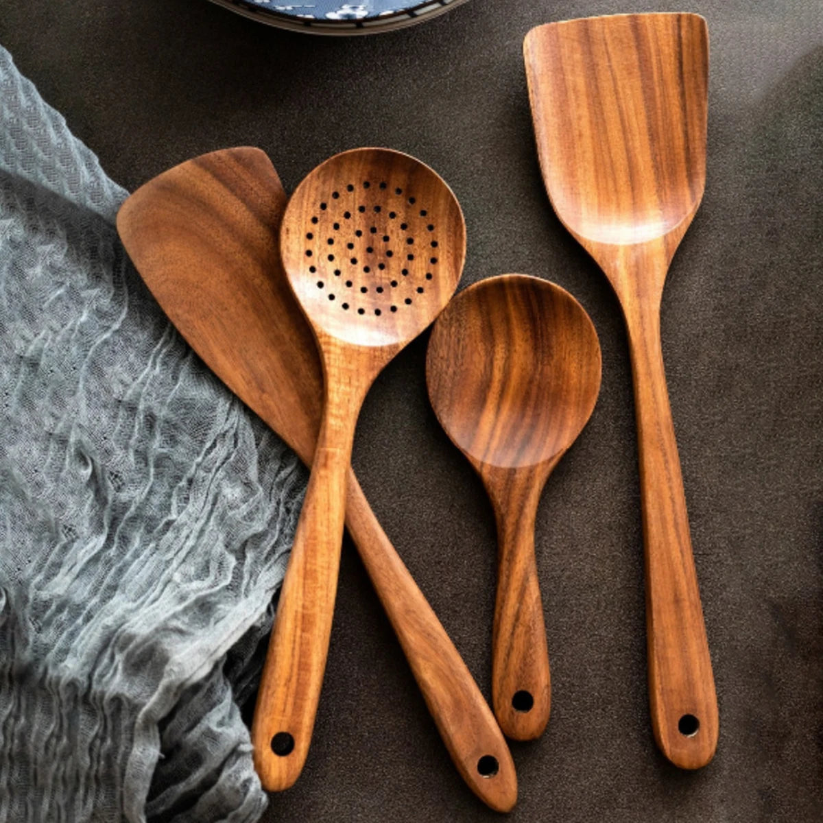 Eco-Friendly Wooden Kitchen Utensil Set with Organizer – Essential Cooking Tools 2