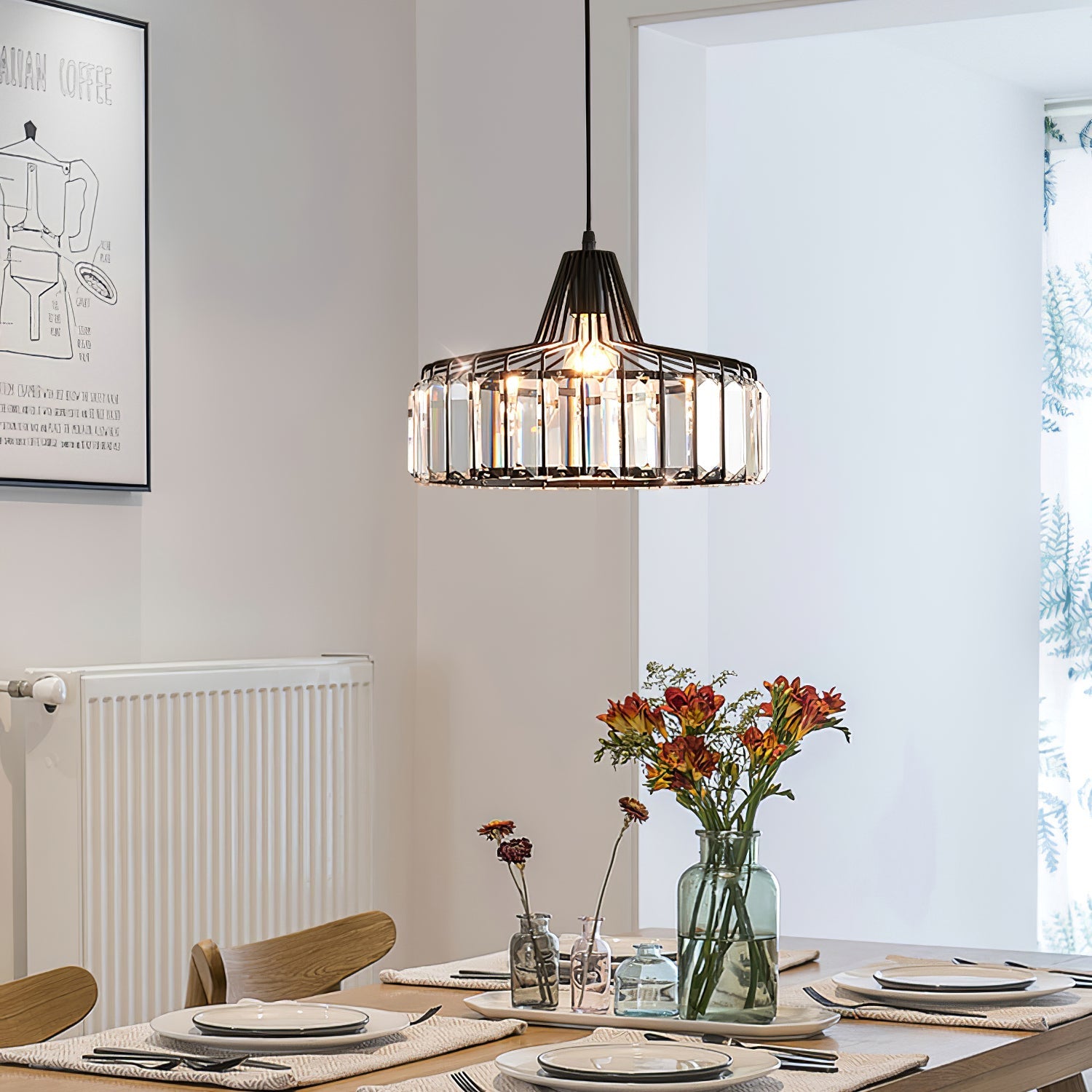 Elegant Black Crystal Pendant Ceiling Light – Modern Fixture for Any Room