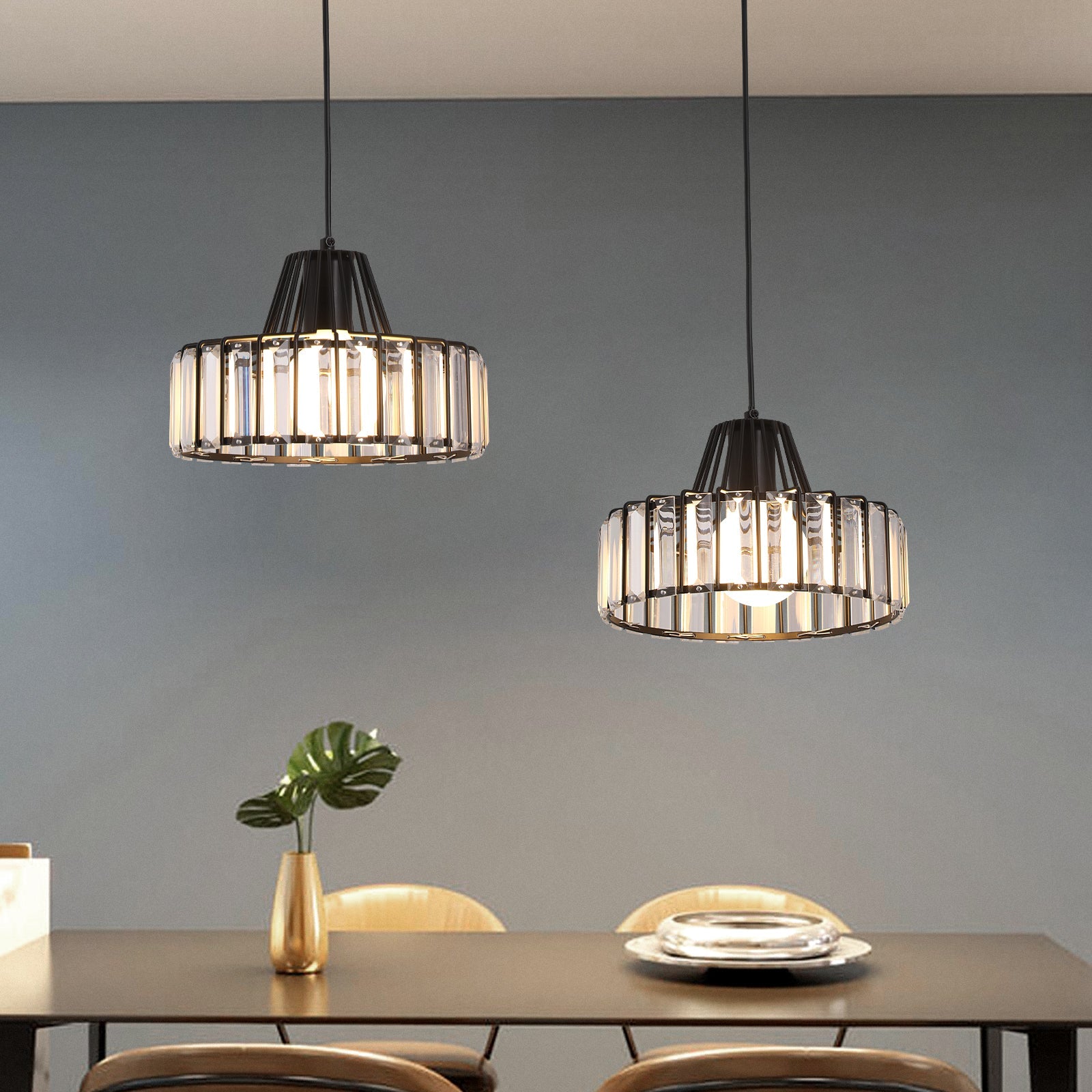 Elegant Black Crystal Pendant Ceiling Light – Modern Fixture for Any Room