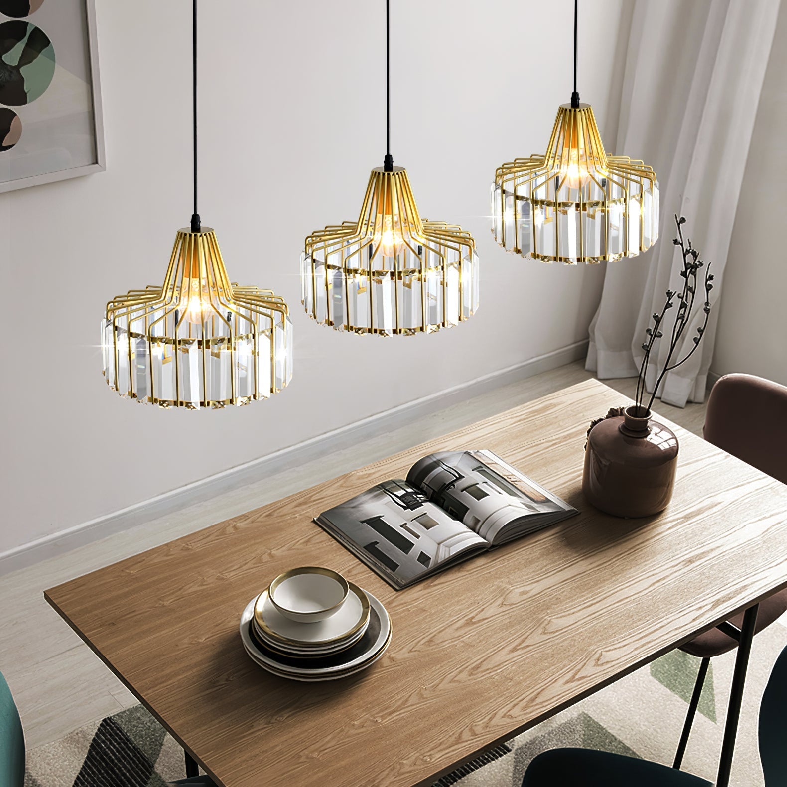 Elegant Black Crystal Pendant Ceiling Light – Modern Fixture for Any Room