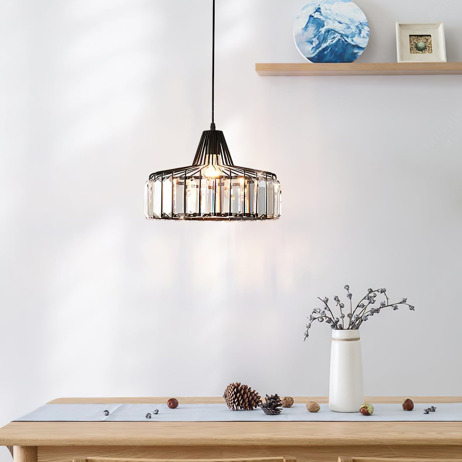 Elegant Black Crystal Pendant Ceiling Light – Modern Fixture for Any Room