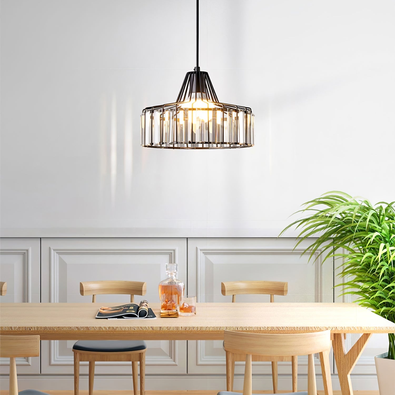 Elegant Black Crystal Pendant Ceiling Light – Modern Fixture for Any Room