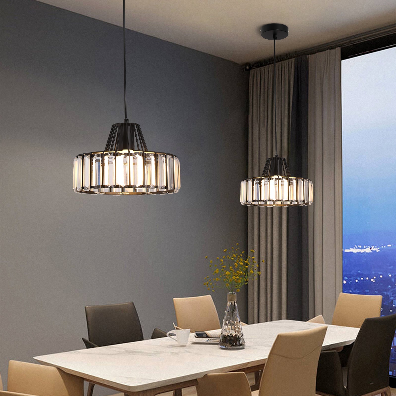 Elegant Black Crystal Pendant Ceiling Light – Modern Fixture for Any Room