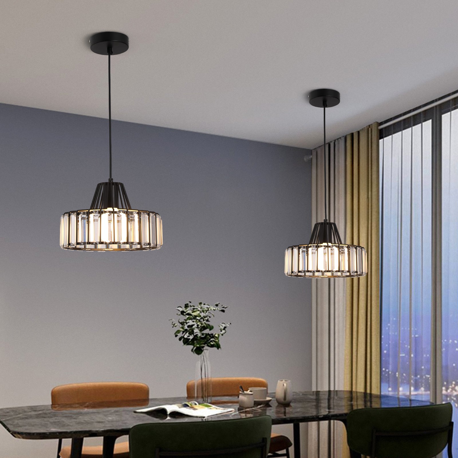 Elegant Black Crystal Pendant Ceiling Light – Modern Fixture for Any Room
