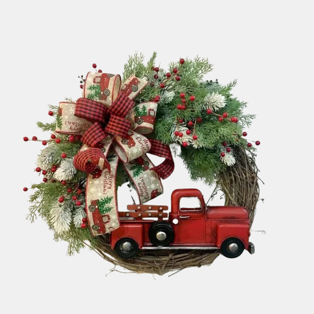 Elegant Christmas Door Wreath – Festive Flower Ring Decoration