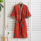 Elegant Cotton Bathrobe for Women – Vintage Style Dressing Gown for Home 2