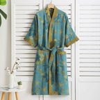 Elegant Cotton Bathrobe for Women – Vintage Style Dressing Gown for Home 3