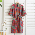 Elegant Cotton Bathrobe for Women – Vintage Style Dressing Gown for Home 4