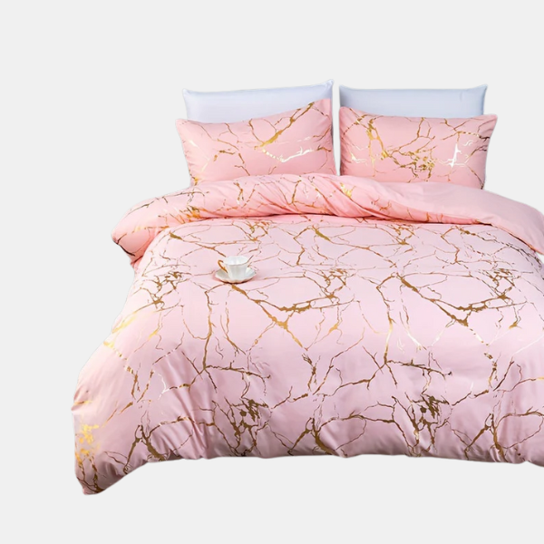 Elegant Marble Duvet Cover Set – Soft Microfiber Bedding for King & Queen 0