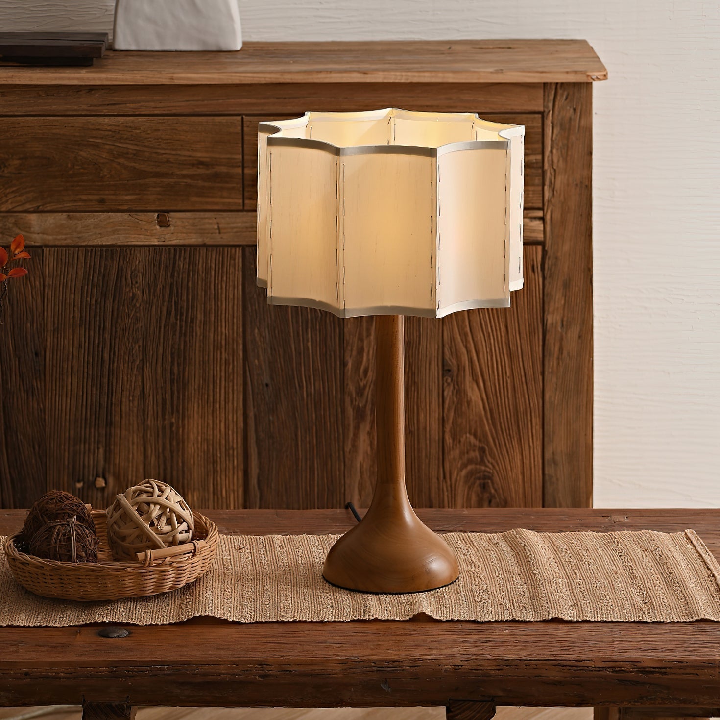 Elegant Table Lamp with Walnut Base – Modern Bedside Lighting for Home 2