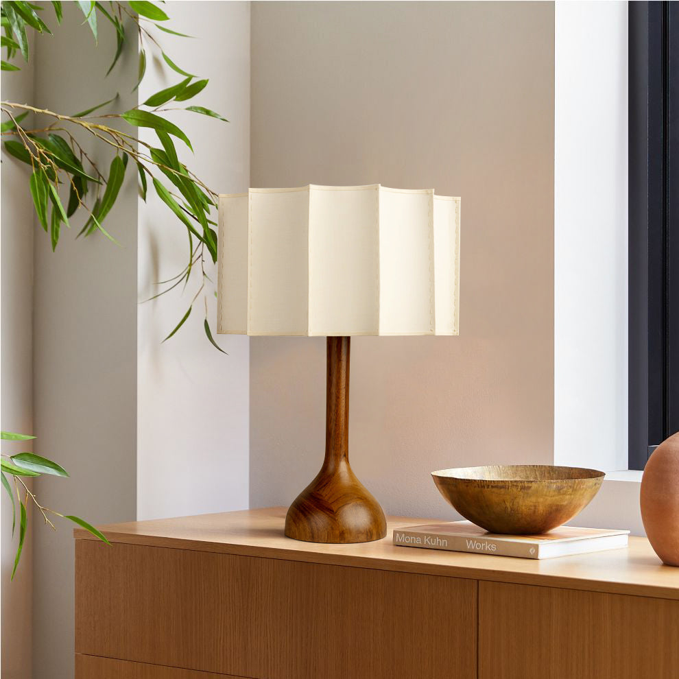 Elegant Table Lamp with Walnut Base – Modern Bedside Lighting for Home 3