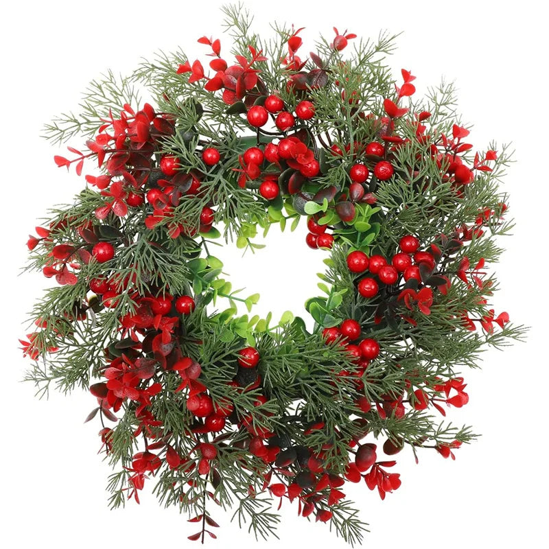 Eucalyptus Christmas Wreath with Red Berries – Festive Holiday Decor 1