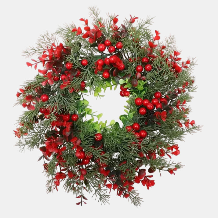 Eucalyptus Christmas Wreath with Red Berries – Festive Holiday Decor 5