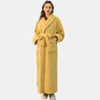 Flannel Bathrobe for Men and Women – Stylish Shawl Collar Design for Comfort 0