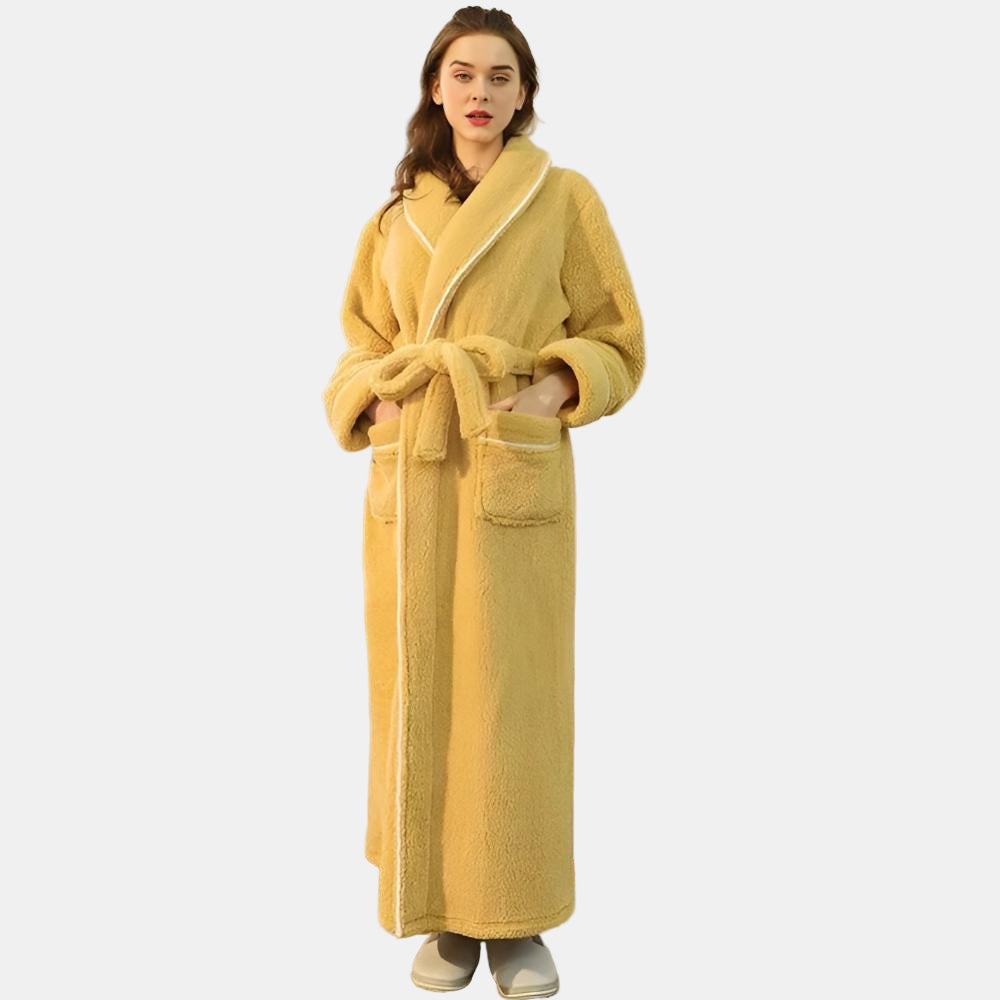 Flannel Bathrobe for Men and Women – Stylish Shawl Collar Design for Comfort 0