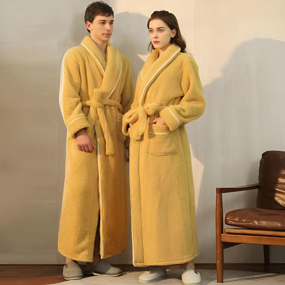 Flannel Bathrobe for Men and Women – Stylish Shawl Collar Design for Comfort 2
