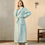 Flannel Bathrobe for Men and Women – Stylish Shawl Collar Design for Comfort 5