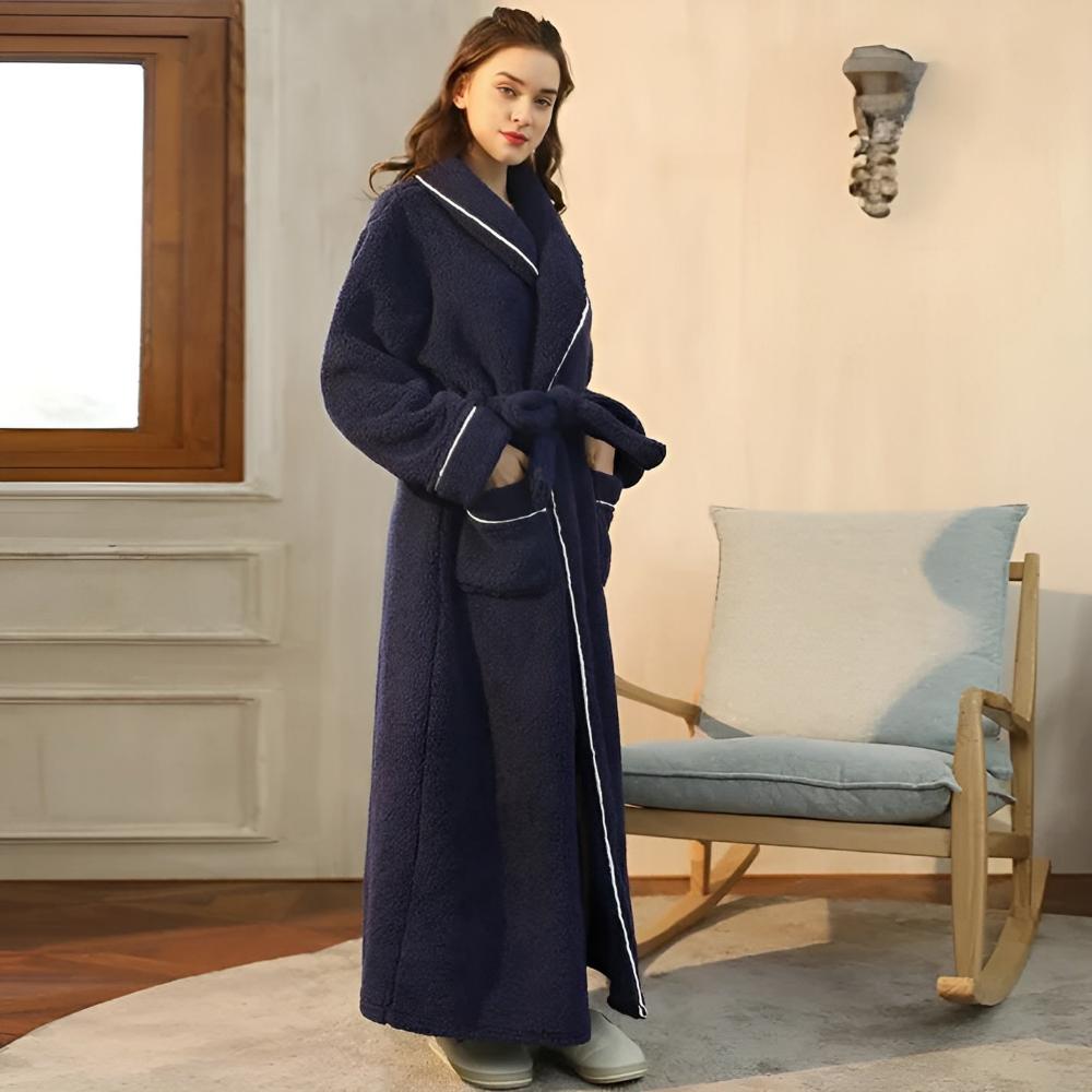 Flannel Bathrobe for Men and Women – Stylish Shawl Collar Design for Comfort 7
