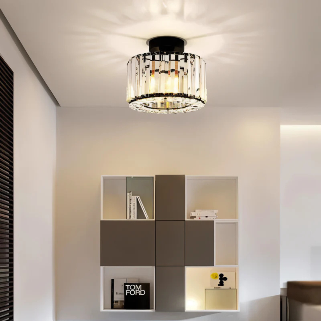 Flush Mount Ceiling Light with Crystal Accents – Elegant Fixture for Any Room 1