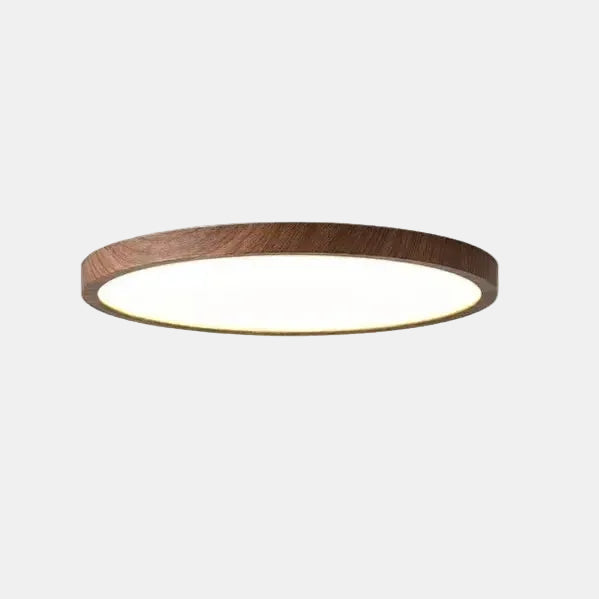Flush Mount Ceiling Light with Wooden Finish – Modern LED Fixture for Low Ceilings