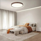 Flush Mount Ceiling Light with Wooden Finish – Modern LED Fixture for Low Ceilings