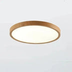 Flush Mount Ceiling Light with Wooden Finish – Modern LED Fixture for Low Ceilings